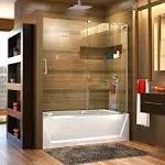 DreamLine Mirage-X 56-60" W X 58" H Frameless Sliding Tub Door In Brushed Nickel, Left Wall