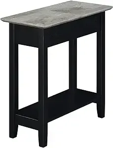 Convenience Concepts American Heritage Flip Top End Table with Shelf, 23", Faux Birch/Black