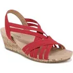 LifeStride Women's Mallory Wedge Sandals | Fire Red | Size 6.5 | Fabric