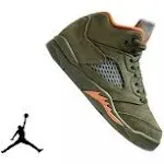 Air Jordan 5 Retro Olive Preschool Lifestyle Shoes (Army Olive/Solar Orange)