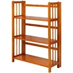 3-Shelf Folding Stackable Bookcase (27.5&#034; Wide)-Honey Oak