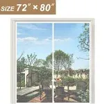 Yotache White Magnetic Screen Door Fits Door Size 72 x 80, Screen Size 74" x 81" Strengthened Balcony Patio French Door Screen Curtain Enjoy Fresh Air