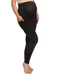 Felina Women's Sueded Pocket Maternity Leggings - Black - Small