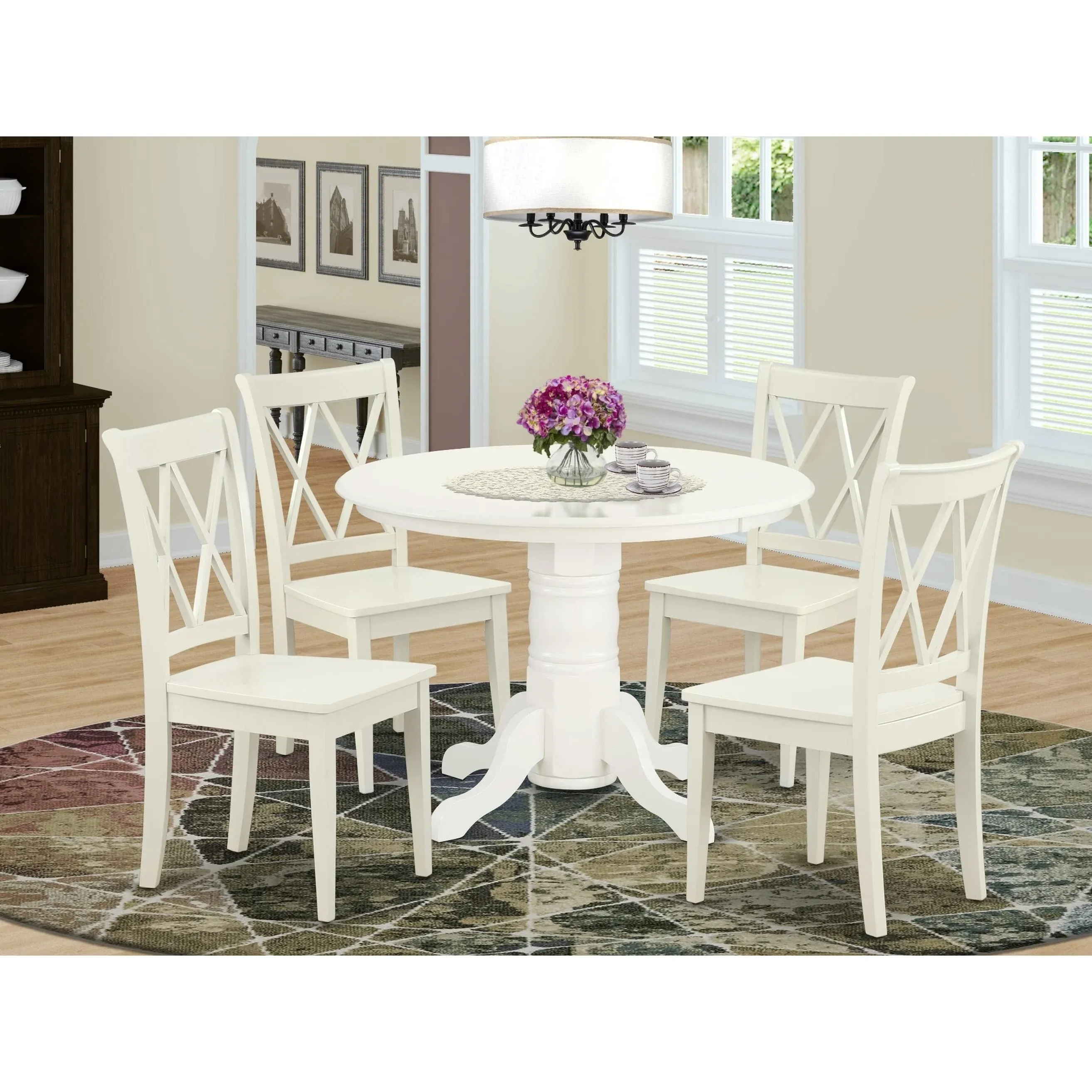 Dining Room Set Linen White SHCL5-LWH-W By East West Furniture