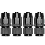 6AN Straight Swivel Hose End Fitting for Braided Fuel Line Aluminum Black 4PCS