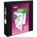 AVE17031 Durable View Binder with Slant Rings, 11 x 8 1/2, 2" Cap, Black