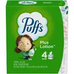 Puffs Plus Lotion Facial Tissue, 1-Ply, White, 56 Sheets/Box, 24