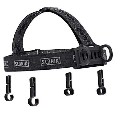 SLONIK Headlamp Replacement Headband - Elastic Flashlight Head Strap - Heavy-Duty, Non-Slip, Comfortable Fire Helmet Band with Removable Top Strap and