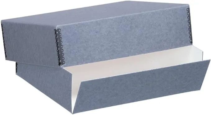 Lineco Drop-Front Archival Box (23 x 31 x 3", Blue/Gray)