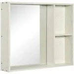 kleankin 31.5" x 25.5" Medicine Cabinet with Mirror, 2-Tier Storage Shelf, Wall Mounted Bathroom Cabinet, White