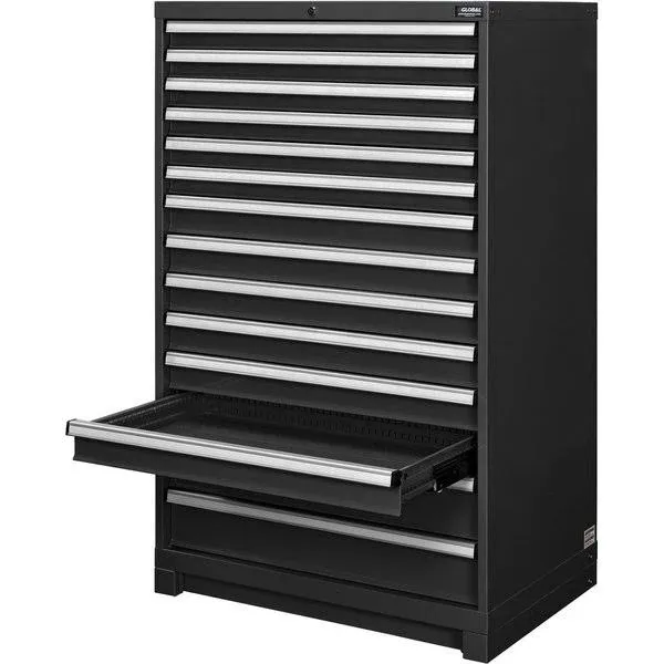 Modular Drawer Cabinet, 14 Drawers, w/ Lock, 36"W x 24"D x 57"H, Black Global ...