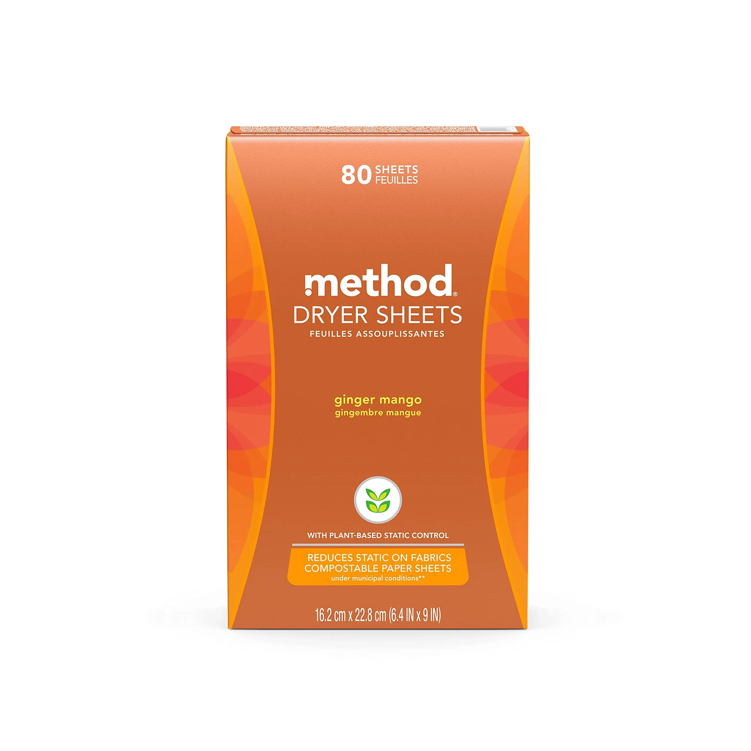 Method Dryer Sheets, Ginger Mango, 80 Sheets