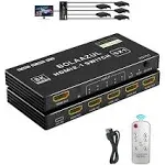 8K HDMI 2.1 Switch 120Hz 4K 5 in 1 Out, BolAAzuL 8K@60Hz HDMI 2.1 Splitter Switcher Selector Box 5-Port with Remote 4K 120Hz 2K 144Hz, HDMI 5x1 HDR, 48Gbps, CEC, Dolby Vision, for Xbox Series X PS5