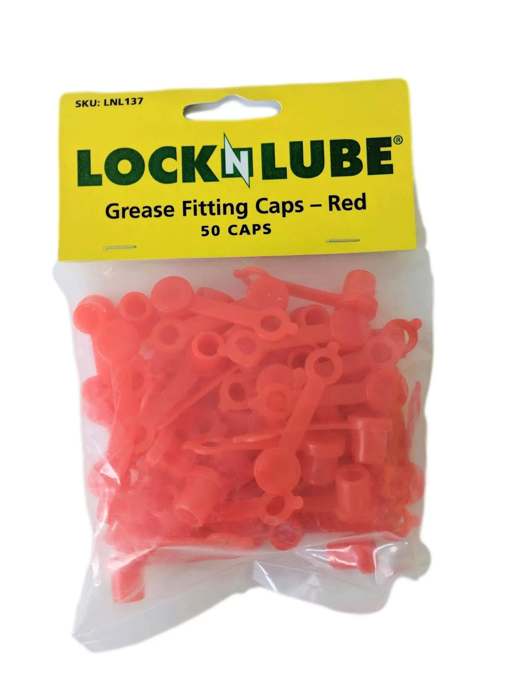 LockNLube LNL137 Grease Fitting Caps (50 Count) Red