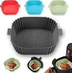 Silicone Air Fryer Liners,LYHOLKEER 4Pcs Air Fryer Silicone Reusable Liners Square,Food Safe Air Fryers Oven Accessories,Replacement Of Flammable Parchment Liner Paper for 3-6QT Air Fryer,Silicone Baking Tray Pots