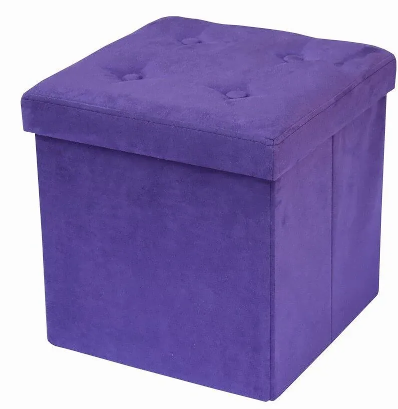 Sorbus Foldable Suede with Cover Storage Ottoman - Purple