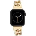 Anne Klein Women's Chain Link Bracelet Band with Premium Crystals for Apple Watch in Gold/Tone