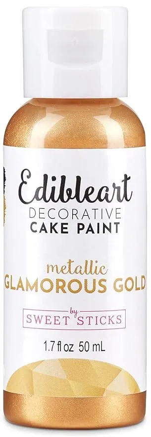 Sweet Sticks Edible Art Decorative Cake Paint 1.7 Ounce (50 Milliliters), Metallic Glamorous Gold