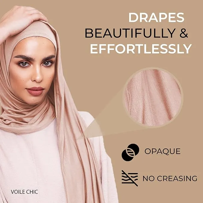 VOILE CHIC Instant Hijab Scarf For Women - Premium Jersey Head Scarf Wrap