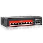 AI Poe Switch (8 POE Ports +2 Uplink), 802.3Af/At Poe+ 100Mbps, 120W Built-In Po