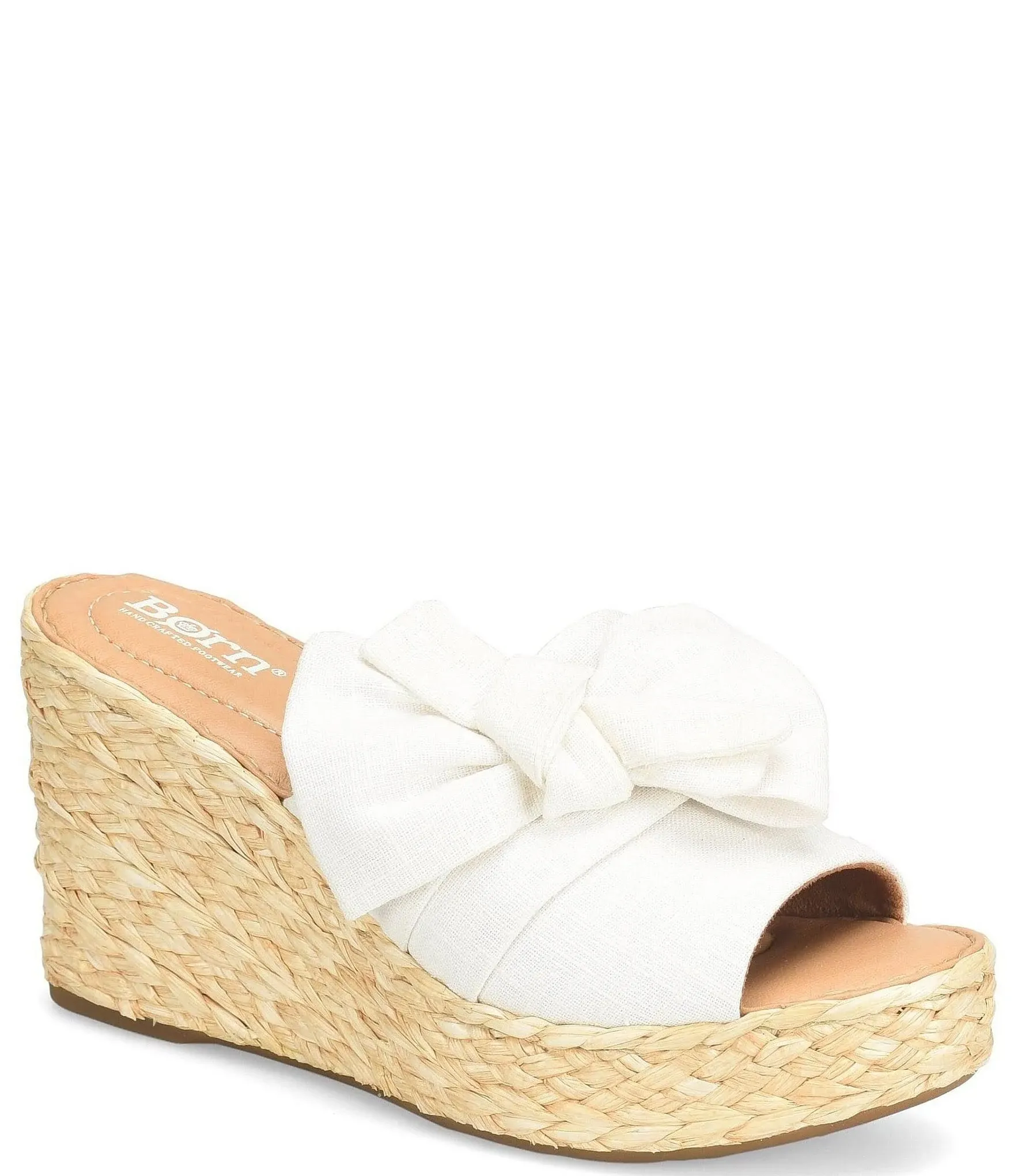 Born Adalia Knit Bow Jute Platform Wedge Slides - 7M