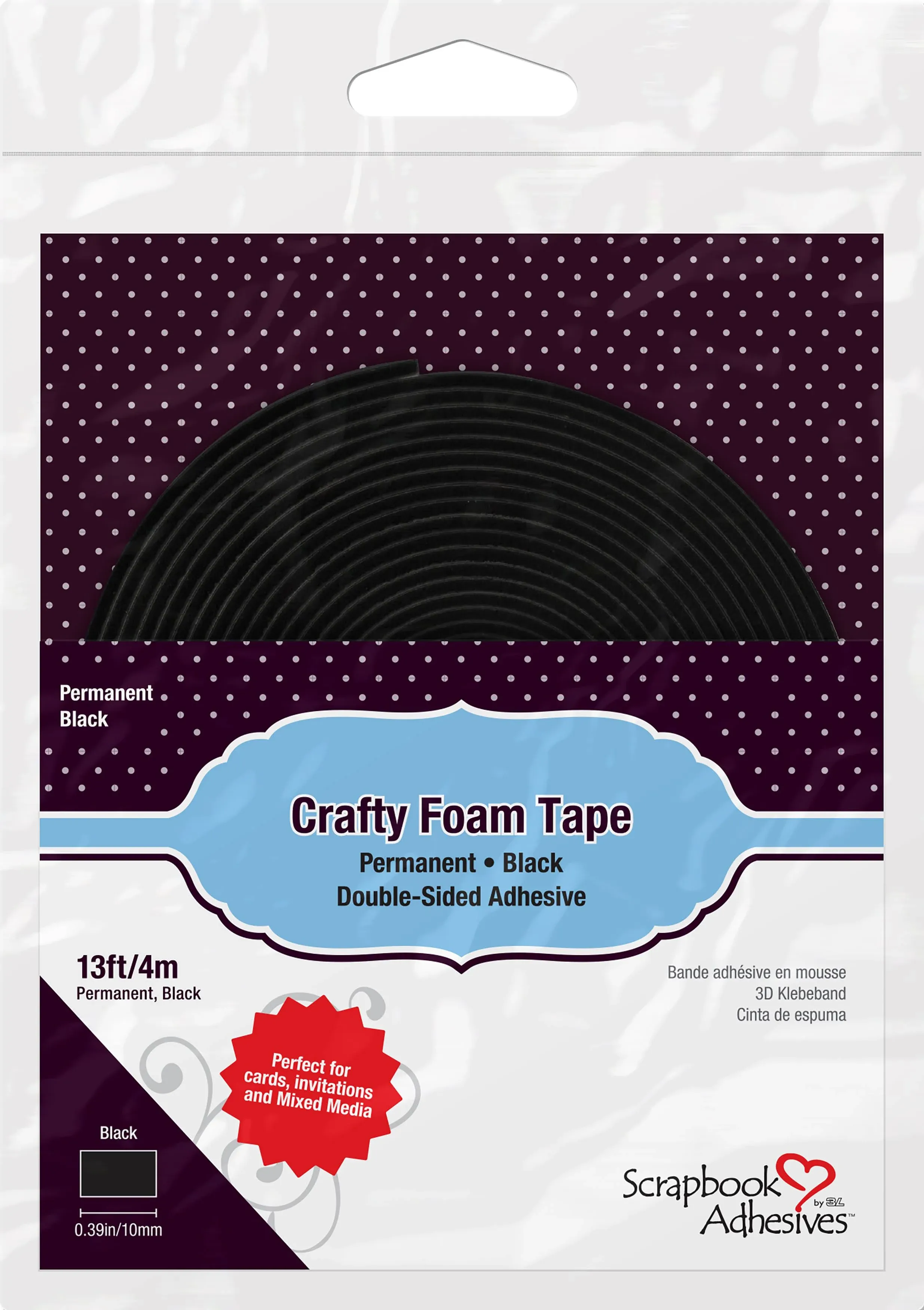 Scrapbook Adhesives Crafty Foam Tape Roll Black, .375&#034;X13&#039;