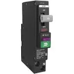 Square D QO 15amp 1-Pole Dual Function AFCI/GFCI Plug-on Neutral Circuit Breaker