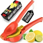 Zulay Kitchen Metal 2-in-1 Lemon Squeezer Manual - Red & Yellow