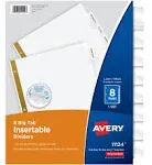 Avery Work Saver Big Tab Insertable 8-Tab Divider 50% more writing space  2 Pack