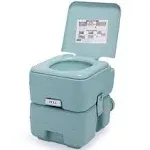 5.3 Gal. Gray Portable Toilet No Leakage Outdoor Camping Flush Toilet with Waste