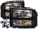 Headlights Black 00 01 02 03 Fits 99-04 Ford Superduty Excursion Conversion 07