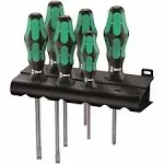 Wera - 5105650001 Kraftform Plus 334/6 Screwdriver Set with Rack and Lasertip, 6-Pieces