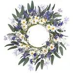 Violet Daisy Flower Wreath for Front Door Outside, 20&#034; Spring Wreath Wall Decor