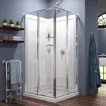 DreamLine Cornerview 36 in. D x 36 in. W x 76 3/4 in H Framed Sliding Shower Enclosure in Brushed Nickel with White Acrylic Kit