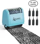 Identity Theft Protection Roller Stamp 6 Pack Refills - Confidential Address Blocker Anti Theft Prevention Stamps - by Azumic (Light Blue)