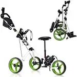 Foldable 3 Wheels Push Pull Golf Trolley with Scoreboard Bag