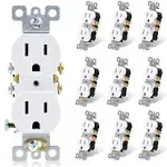 10 Pack Outlet Receptacle 125v 15 Amp Duplex Residential &amp; Dual Electrical Wall