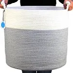 Casaphoria Woven Cotton Rope Basket with Handle for BedroomRound Storage Basket for BathroomLarge Blanket Basket for Living Ro