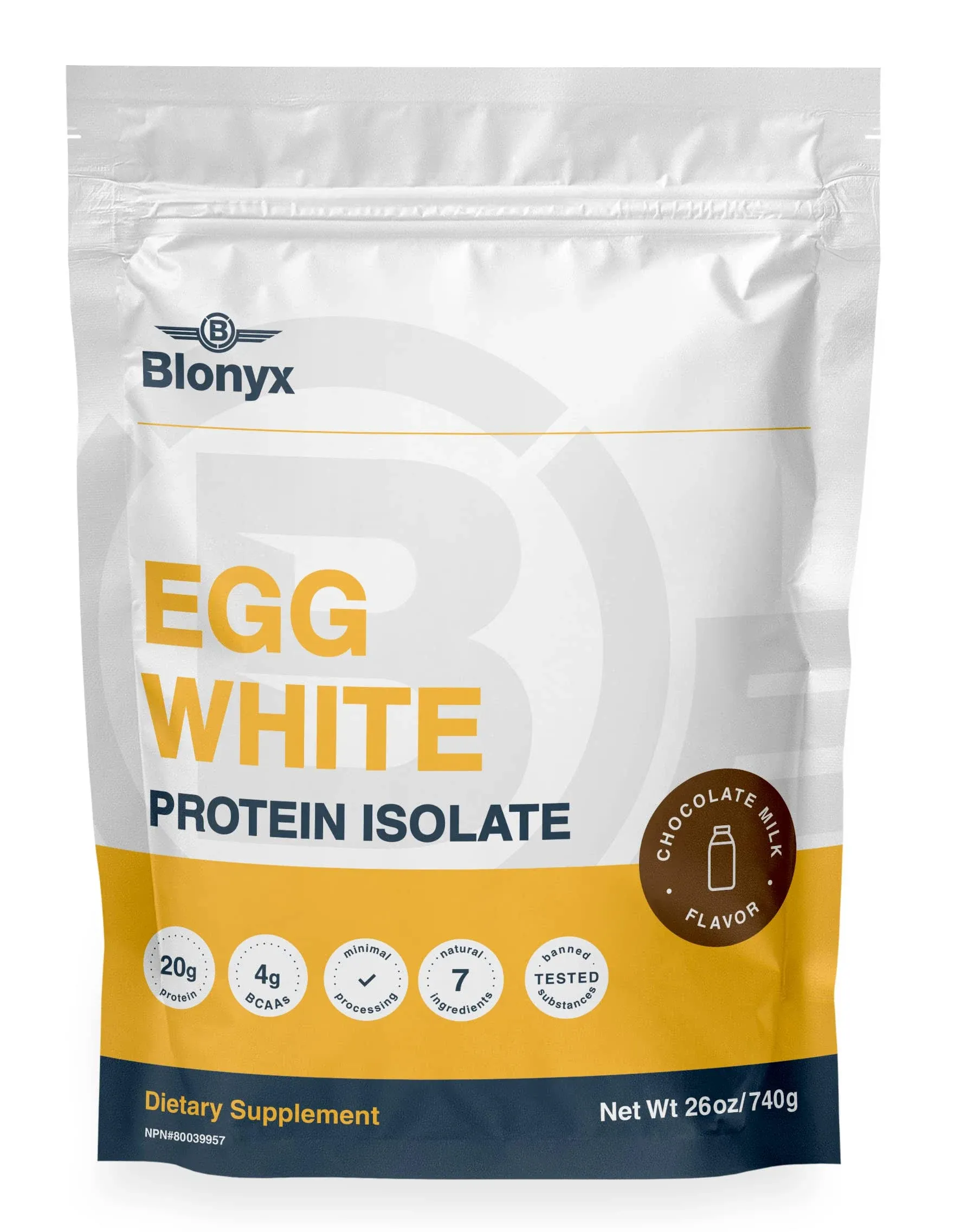 Egg White Protein Isolate Powder - Chocolate Milk Flavor, 20g Protein per Serving, Gluten & Lactose Free, Natural Ingredients, 1.63 lbs