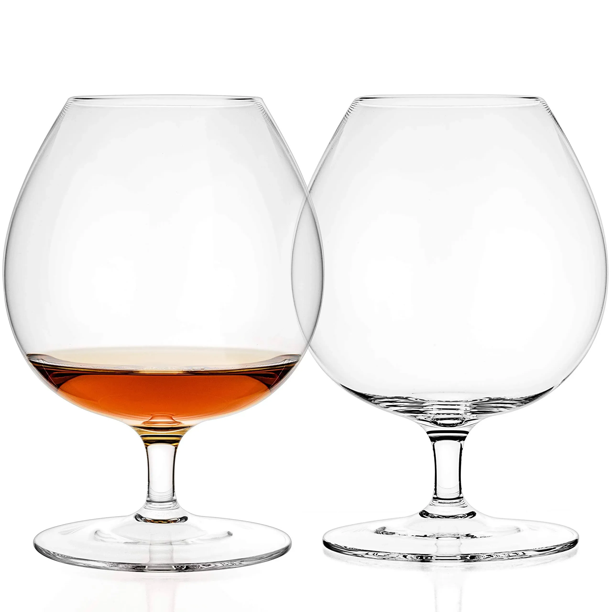 Luxbe - Brandy & Cognac Crystal Glasses Snifter, Set of 2 - Large Handcrafted - Crystal Glass - Bourbon - Wine - 25.5-ounce