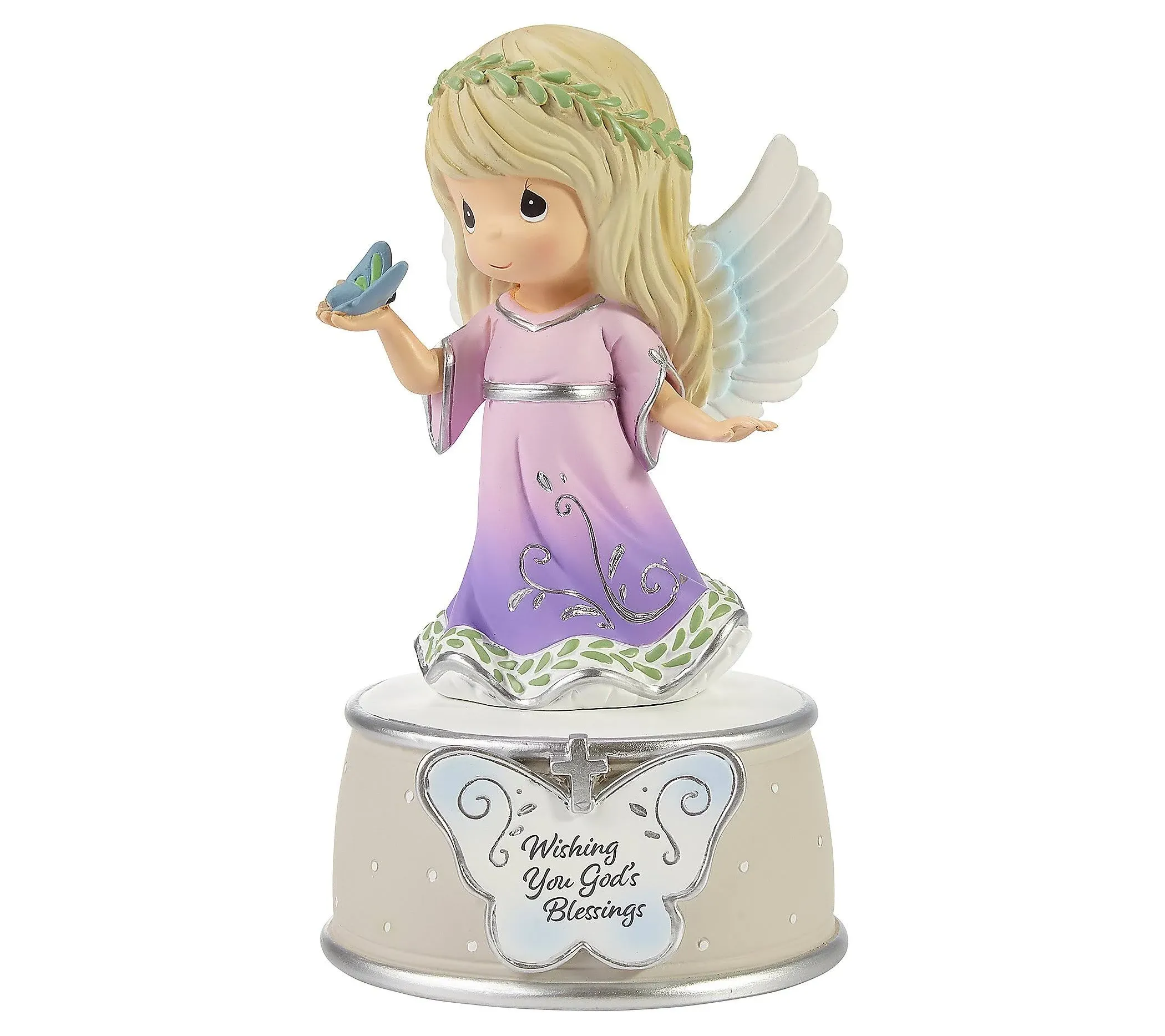 Precious Moments Angel with Butterfly Musical | Wishing You God's Blessings Memorial Gift | Bereavement | Angel Musical