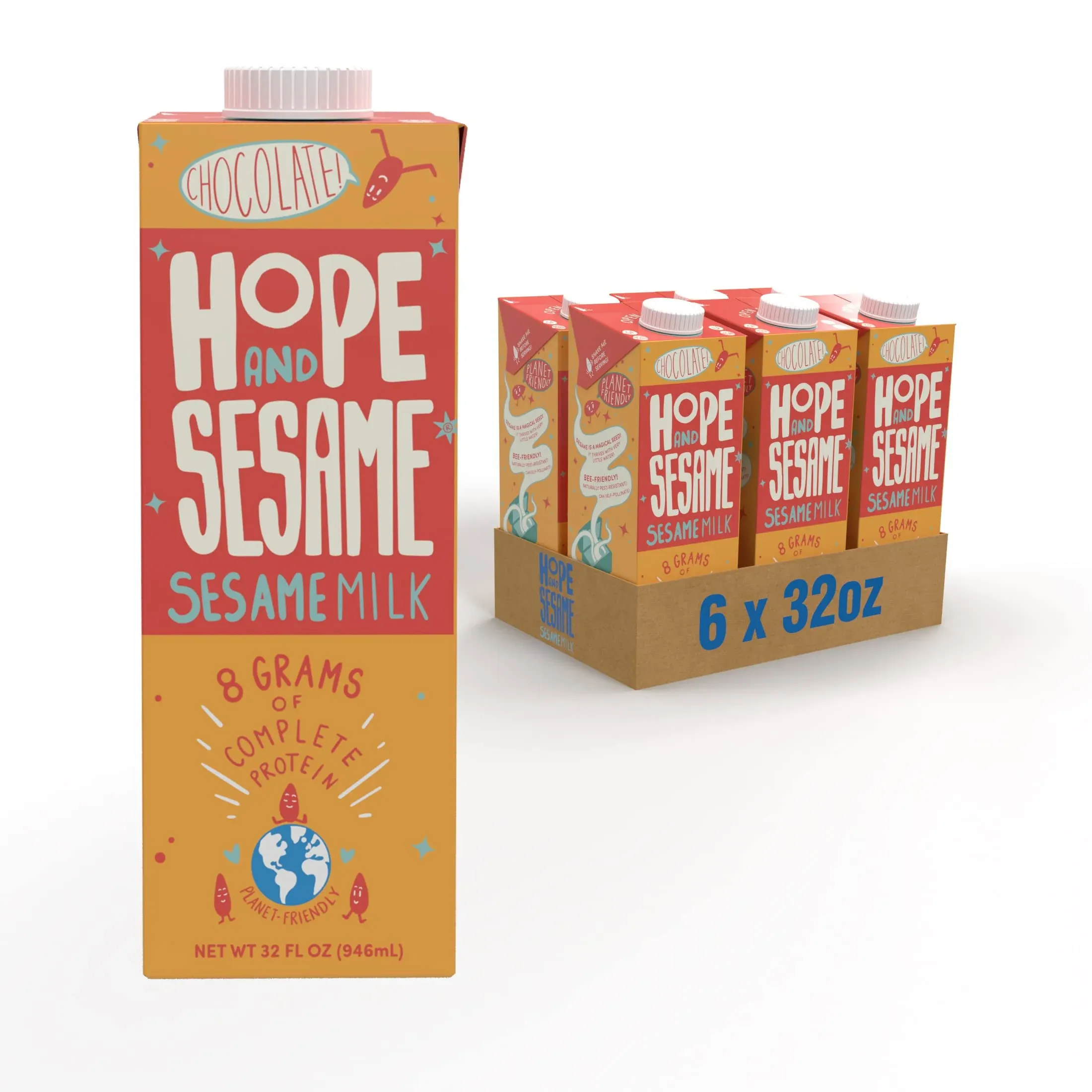 Hope and Sesame Nongmo Chocolate Sesame Milk, 32 Fluid Ounce -- 6 per case