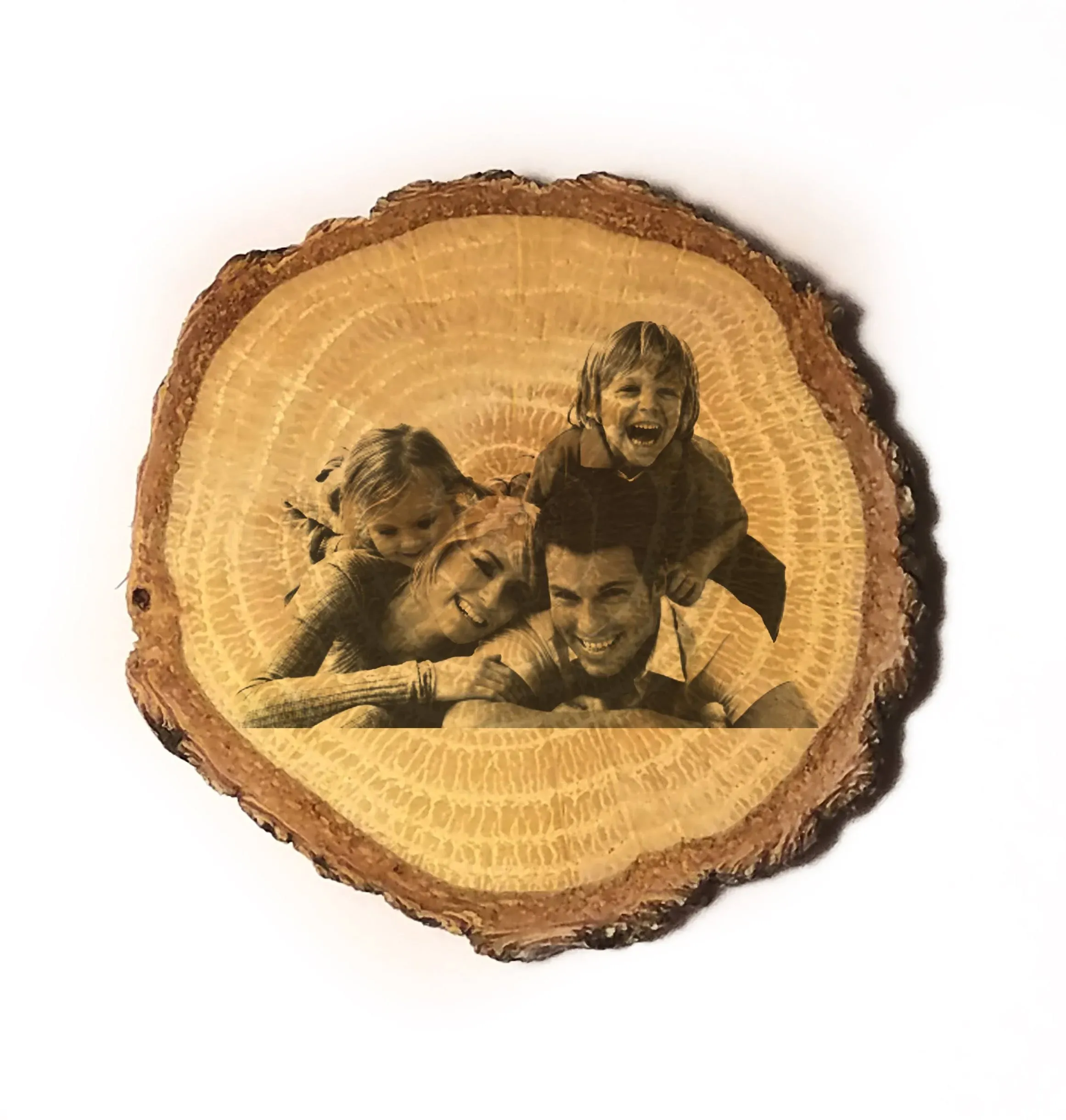 Customized 3D Laser Engraved Personalized Wooden Rustic Log Custom Magnet with Your Photo - Gifts for Him Her Husband Wife Men Women Kids