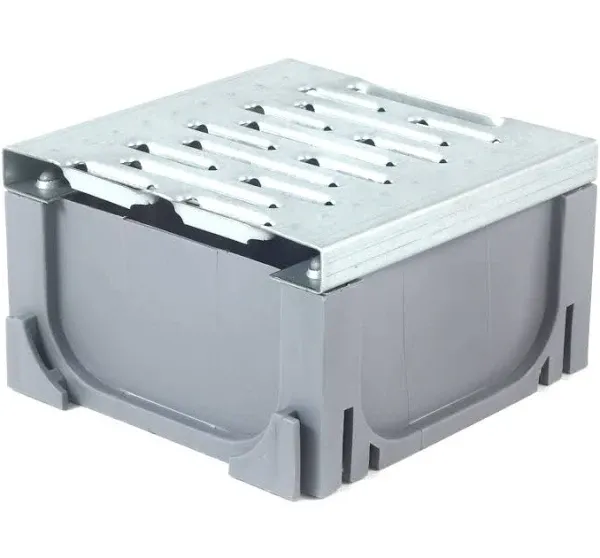 Four-Way Connector for Gray Plastic Drain with Galvanized Grate UA-100 Series