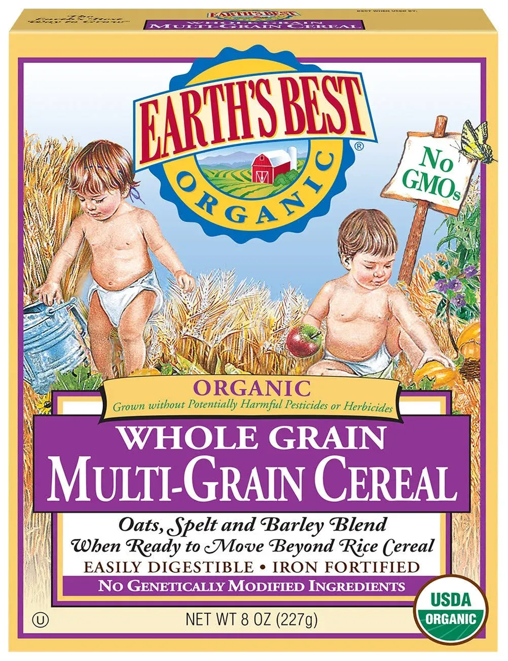 Earth's Best Organic Whole Grain Oatmeal Cereal, 8 oz, 12 Pack