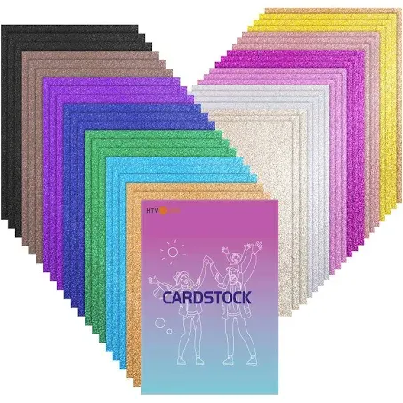 HTVRONT Glitter Cardstock Paper - 40 Sheets 13 Colors Glitter Card Stock, 110lb Cover A4 Thick Cardstock Glitter Paper for Craft, Birthday, Scrapbook, Wedding, Sparkly Paper, Card Making