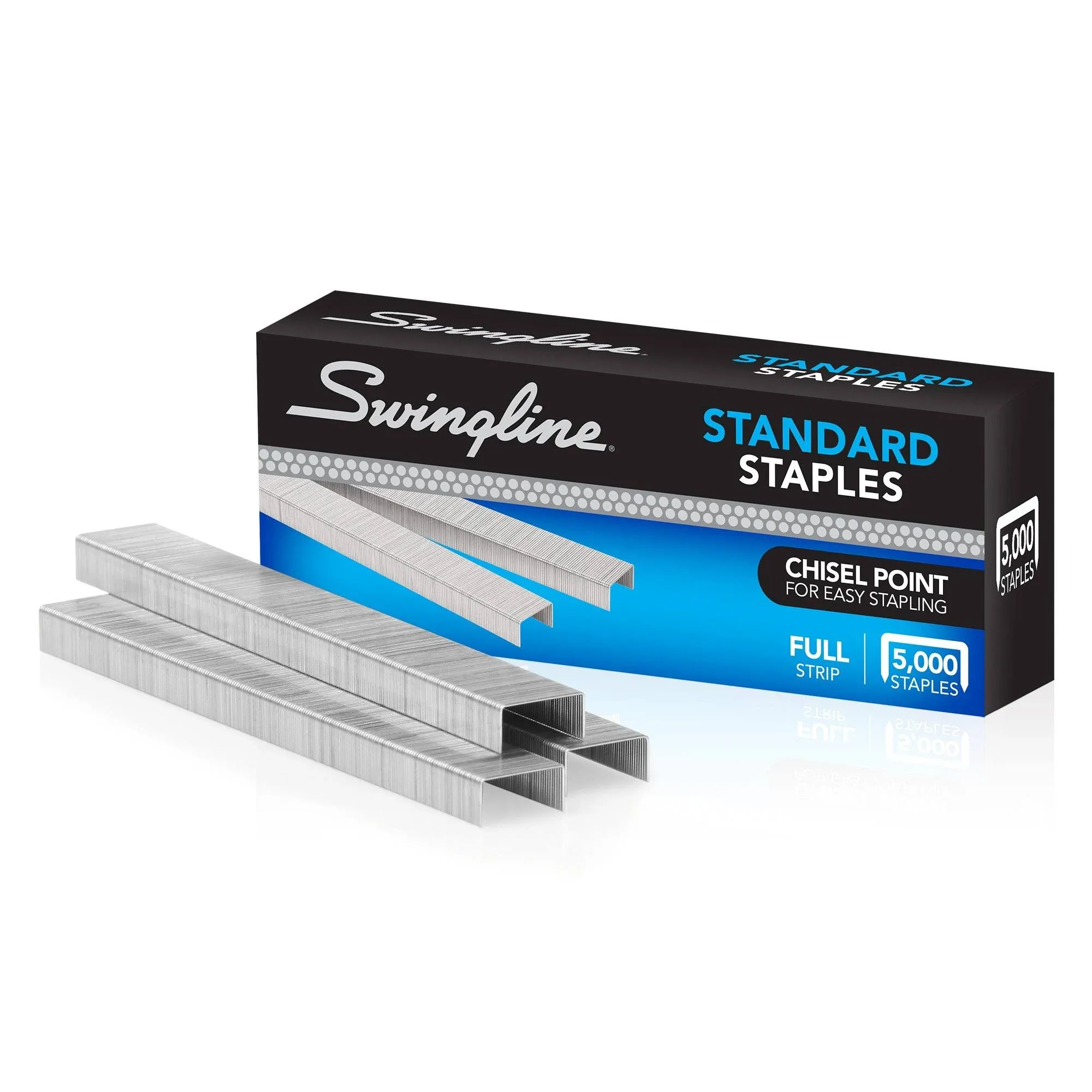 Swingline® S.F.® 4® Premium Staples, 1/4" Full Strip, Silver, 5,000 Per Pack, Case Of 5 Packs