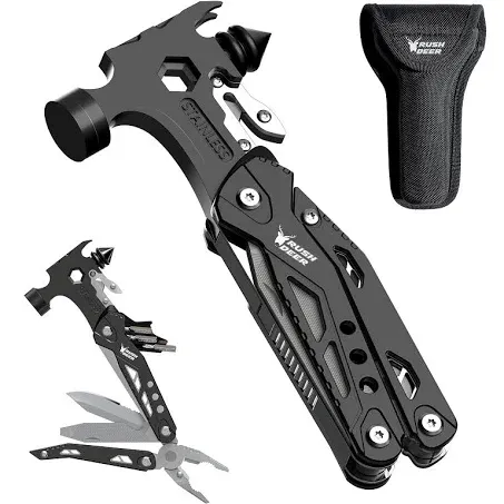 RUSH DEER 16-in-1 Multitool, Gifts for Dad, Hammer Multi tool, Utility Knife Multitools for Men, Survival Gear and Supplies, Christmas Gift for Boy Husbands