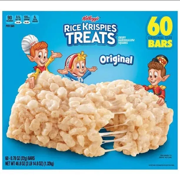 Kellogg's Original Rice Krispies Treats Snack Bars, 0.78 oz, 60 Count