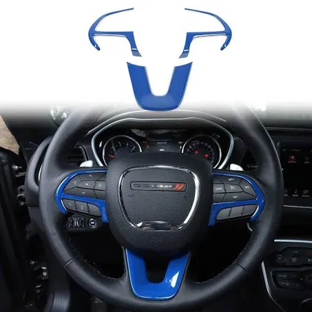 Voodonala Steering Wheel Trim for 2015-2024 Dodge Challenger, Charger, 2014-2024 Dodge Durango, for Jeep Grand Cherokee SRT8 Interior Accessories Blue